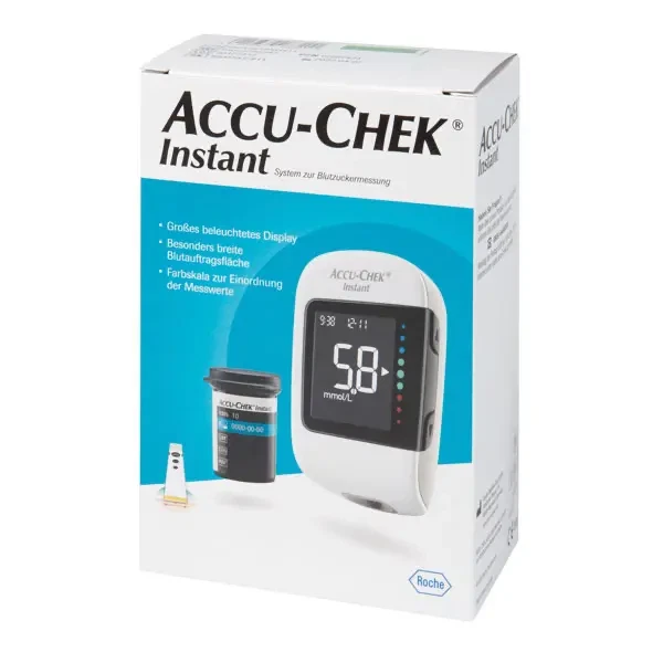 MARKENLOS Accu-Chek Instant Blutzuckermessgerät Beleuchtetes Display 720 Speicher < 4sec