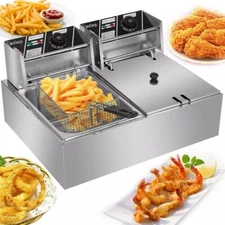 ZOKOP 5000W Electric Countertop Deep Fryer 2 Tank Commercial Restaurant 12L