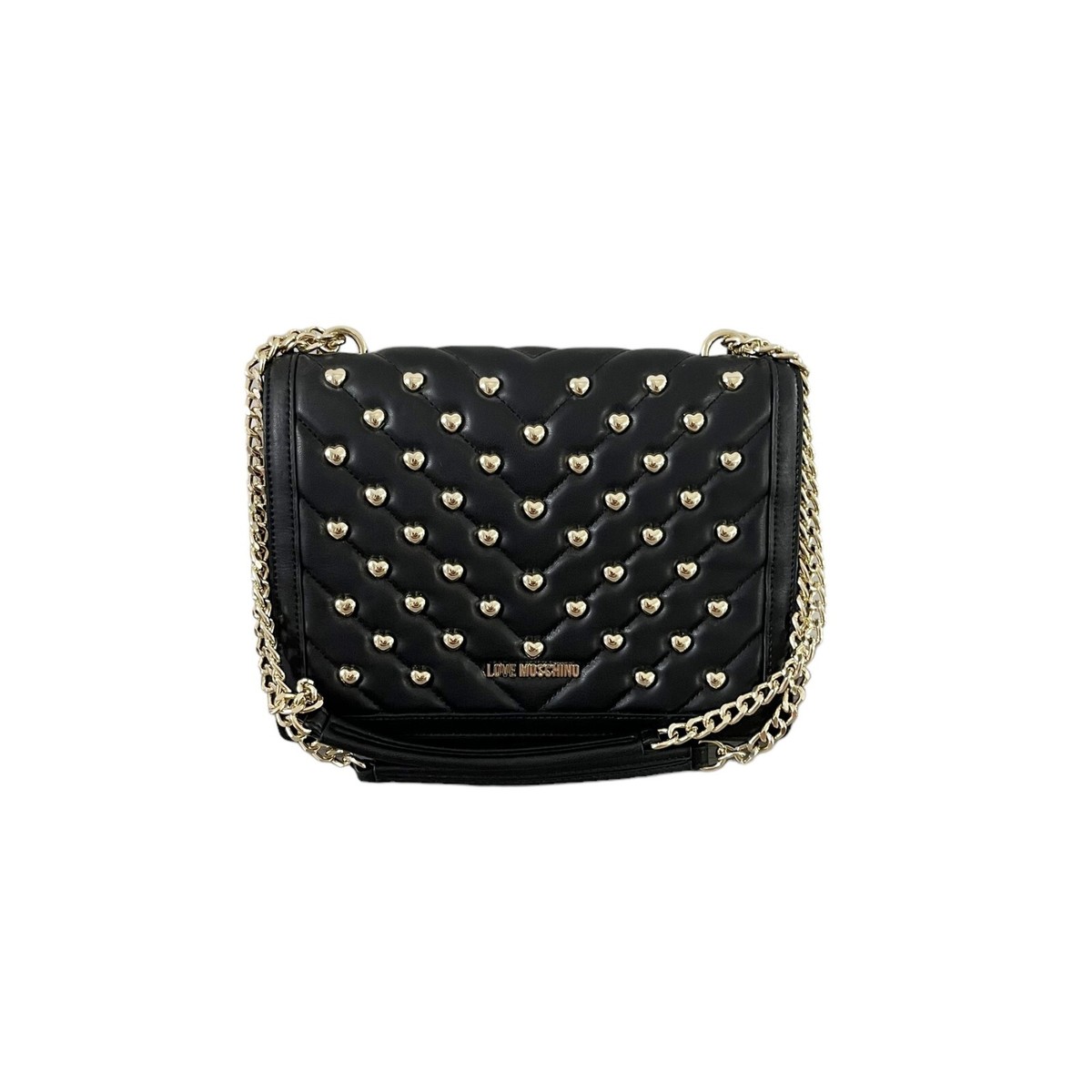 Love Moschino Heart Studs Vegan Leather Quilted Shoulder Bag 