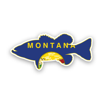 Montana Bass Flag Sticker Decal - Weatherproof - sport fish fish mt