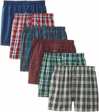 6 LOT Men's Checker Plaid Shorts Assorted Cotton Boxers Trunks Underwear