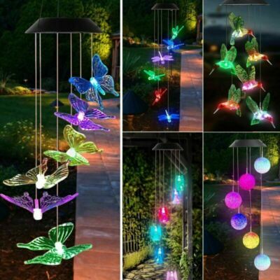 Solar Color-Changing LED Wind Chime Hanging Light Waterproof Garden Lamp Decor