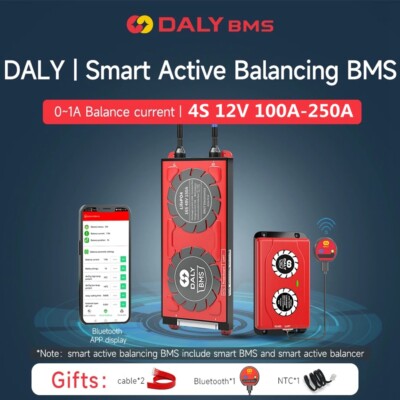 DALY 4S 12V 100A-250A  LiFePO4 SMRAT BT BMS + 4S 1A Smart Active Equalizer Set