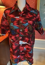 WAIKIKI 76 Hula Girls Palm Trees Hawaiian Shirt Mens Vintage 70s Large