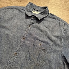 Express Shirt Mens Large Blue 100 Cotton Short Sleeve Button Up Casual Summer