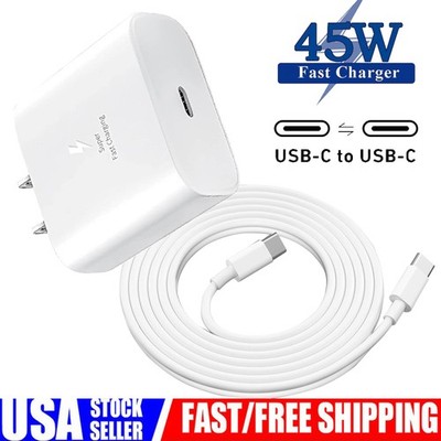 45W Super Fast Wall Charger USB Type C Cable For iPhone Samsung Google Motorola