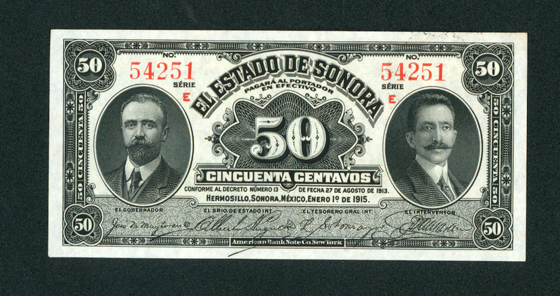 50 Centavos 1915 ((CU)) El Estado De Sonora CURRENCY (3rd of 3 consec)