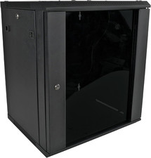 12U Server Rack Enclosure with Glass Door, Cooling Fan, Locks, Removable Side