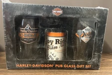Harley Davidson Pub Glass Gift Set Sealed 2010