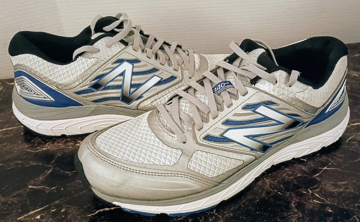 Men’s New Balance White and Silver Blue 1340 v3 Running Athletic Shoes New Balance Mens 1340 Blue Silver Running Shoes M1340SB Size  main image 3