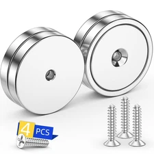 4 Pack Neodymium Cup Magnets, 150LBS Holding Force Strong Rare Earth Magnets wit