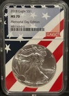 2018 MEMORIAL DAY EDITION Silver American Eagle MS70 Flag Core