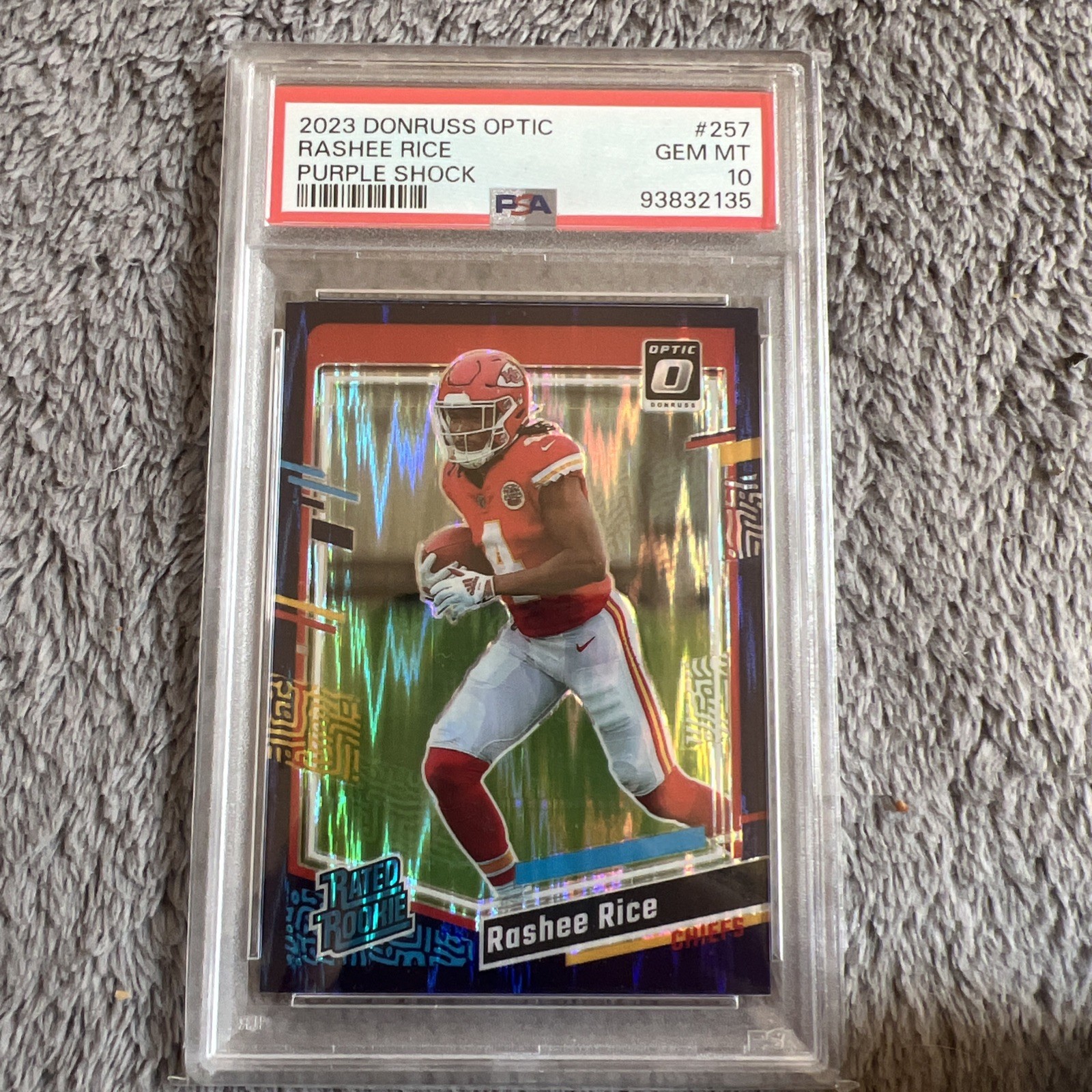 2023 Donruss Optic Rashee Rice Purple Shock Prizm Rated Rookie RC #257 PSA 10