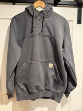 Carhartt Rain Defender Loose Fit Quarter-Zip Hoodie Sweatshirt in Gray - Men  s M