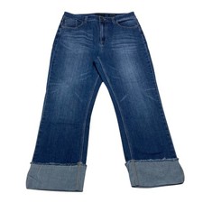 Susan Graver  Blue Denim High-Rise Girlfriend Crop Jeans  Women's Size 8