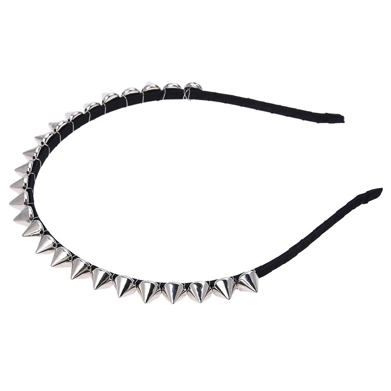 Silver Metal Stud Rivet Spike Headband Hair Band Punk Style  display picture 1