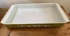 Pyrex #933 Crazy Daisy Spring Blossom Vintage Green Lasagna Casserole Pan 13x9x2