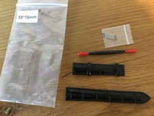 CINTURINO OROLOGIO IN VERA PELLE NERO PER ADATTARSI ALL'OROLOGIO LONGINES. 18*16MM. UTENSILI E SPILLE