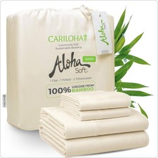 Cariloha Aloha Soft 100 Organic Bamboo Viscose Sheets 4-Piece Queen Sheet Set
