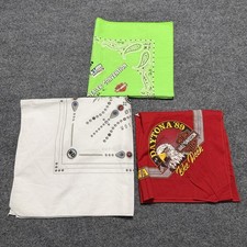 Vintage Harley Davidson Bandanas Handkerchief Lot Of 3 Made In USA Eagle MC