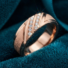 Bracelet homme haut de gamme en or rose 14 carats rond diamant cultivé en lab...