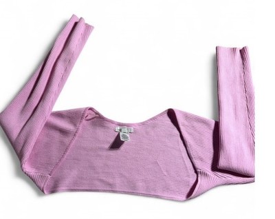 BP. Women s Pink Ribbed Crop Top Long Sleeve Size Large Stretch Knit 