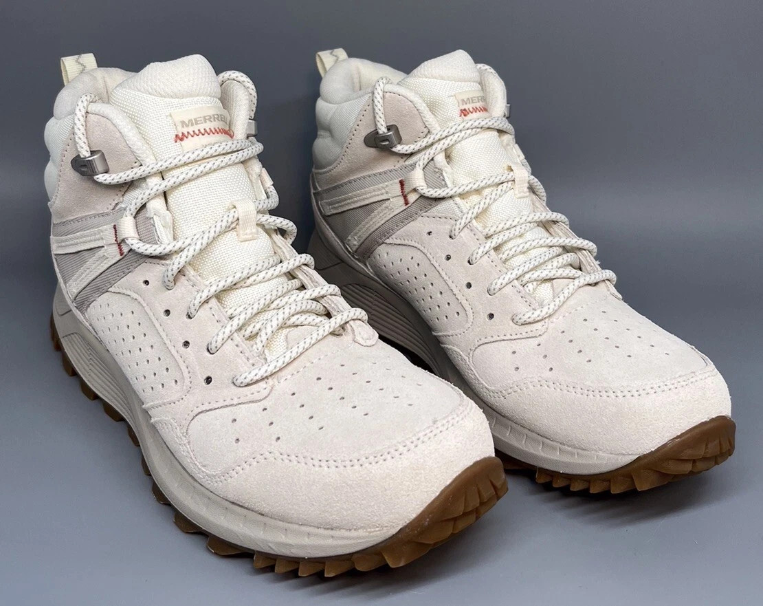 Stivali Merrell Wildwood Mid Leather WP J068100 bianco sporco scamosciato donna taglia nuovi