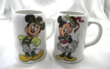 Vtg Disney Mickey Minnie Mouse Porcelain Stein Mugs Germany Reutter Potzellan