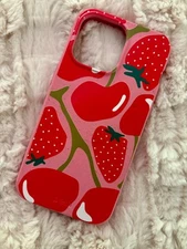 NWOP Pela Bubblegum Pink Cherry Berry iPhone 15 Pro Max Case. Pink Red.