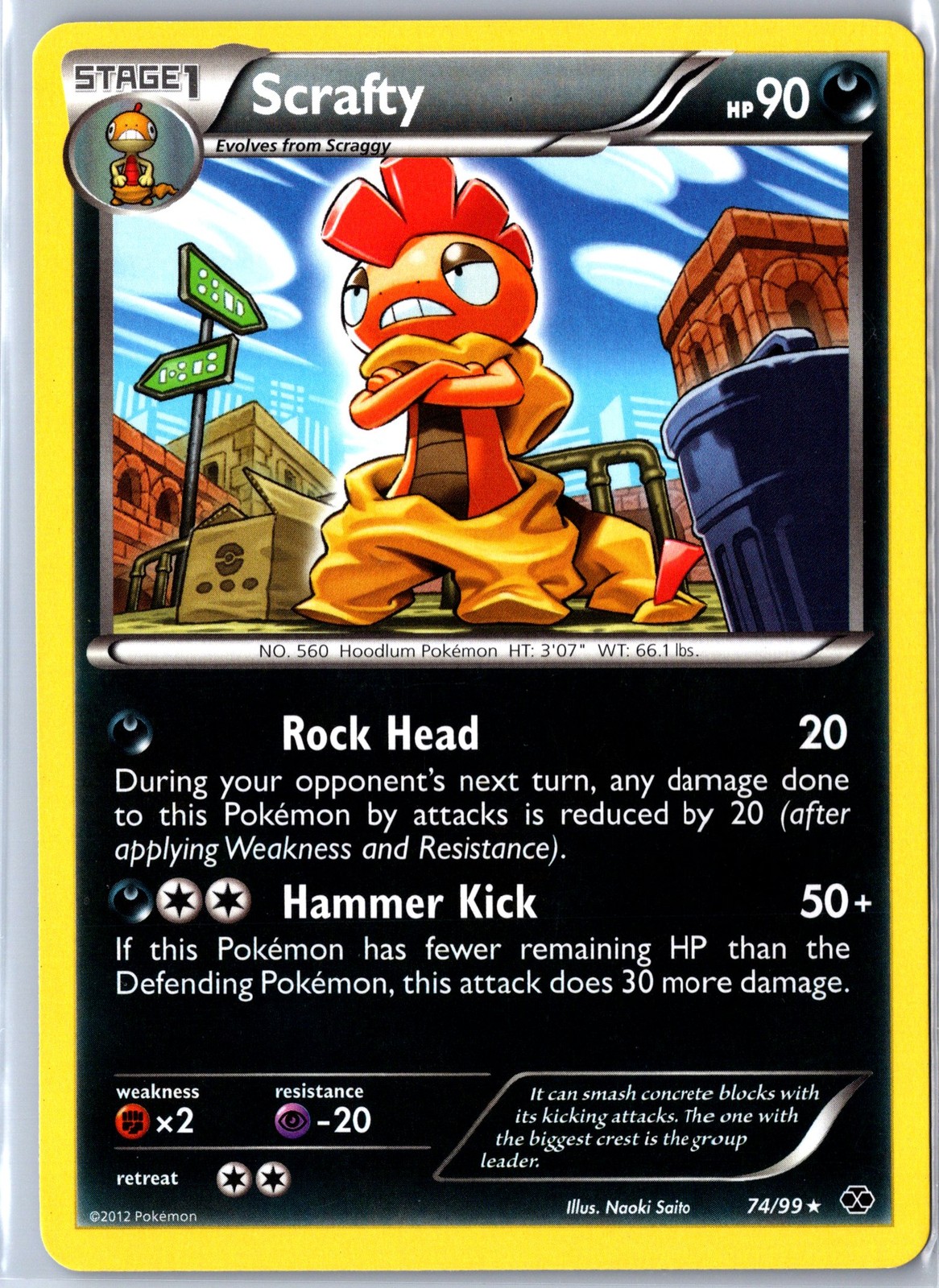 Pokemon tcg: Next Destinies Scrafty #74/99 Base - NM Regular Rare .VO5