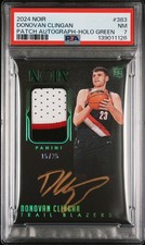 2024 PANINI NOIR PATCH AUTO-HOLO GREEN #383 DONOVAN CLINGAN ROOKIE RC /25 PSA 7