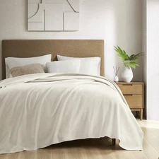 CROSCILL Andaz Cotton King Blanket in Ivory