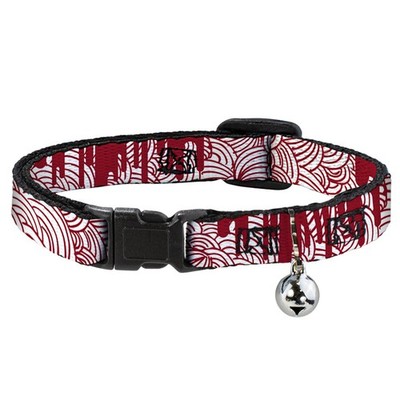 Cat Collar Breakaway with Bell Doodle1/Paint Drips White/Red NARROW  (US IMPORT)