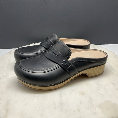 Dansko Womens Bel Oiled Pull Up Leather Mule Sz 6.5-7 EU-37 Black Slip On Shoes