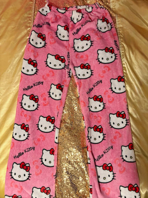 Hello Kitty Women s S Pink Fleece Pajama Pants Cotton Graphic Elastic Drawstring