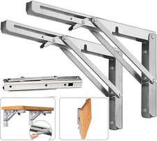 2/4Pcs Heavy Duty Stainless Steel Folding Shelf Fold Down Table Brackets Support
