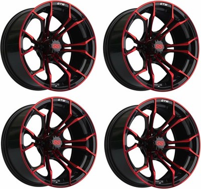 GTW Spyder 15 inch Red/Black Aluminum Golf Cart Wheel | 3:4 Offset | Set of 4