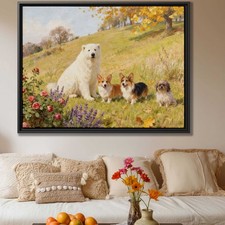 Corgi Oil Painting Dog Artwork Canvas Print Yorkshire Terrier Wall Art Decor