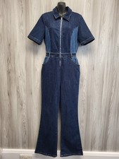 Joe Browns Blue Denim Bootcut Jumpsuit Short Sleeve Size 10. PWM