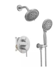 BWE Single Handle 2-Spray Wall Mount Dual Fixed & Handheld Shower Head brush nic