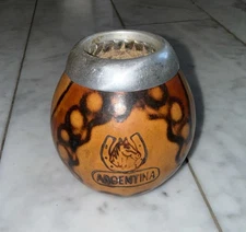 Argentina Yerba Mate Gourd w/ Alpaca Rim, Horse Shoe