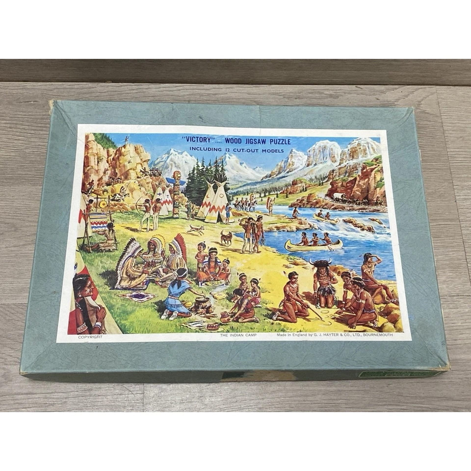 ROMPECABEZAS DE MADERA VICTORIA con FORMAS RECORTADAS “EL CAMPAMENTO INDIO” CAJA ORIGINAL Foto 2 de 4