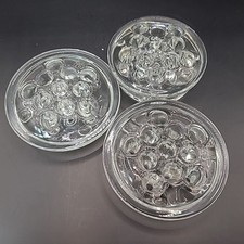 VTG Clear Glass Flower Frogs 11 Hole w Lip Flower Arranging 3"-3.25" Set of 3