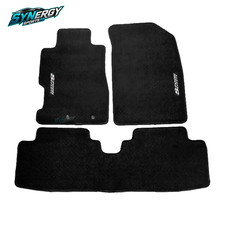 Black Nylon Floor Mats Fits 01-05 Honda Civic Carpet Non Slip W Emblem