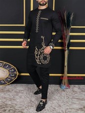 Men's Traditional 2 Piece Set African Shirt and Pants Set Suit Middle East Suit