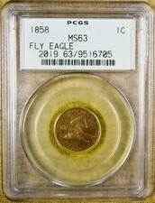1858 LL Large Letters PCGS MS63 Flying Eagle Cent - Old Green Holder