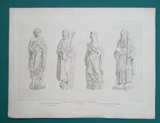 FREIBERG CATHEDRAL Portal Old Testament Statues - 2x 1860 Antique Prints