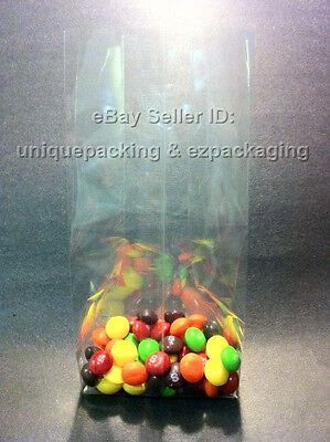 200 Pcs 4x2x12 Clear Side Gusseted Poly Cello Bags Good for Candy Cookie Bakery
