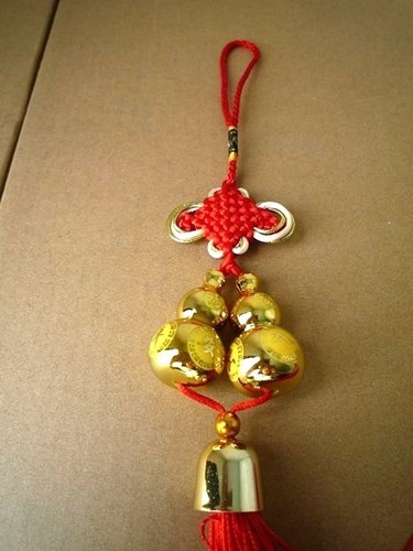 Doble Wu Lou/Calabaza Feng Shui chapado en oro buena salud energía de la suerte - Imagen 7 de 10