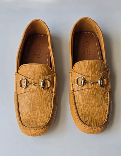 Gucci Men's US 9 Loafers Sun Oil Yellow Leather Horsebit Moccasins Acapulco UK 8 - Picture 6 of 11